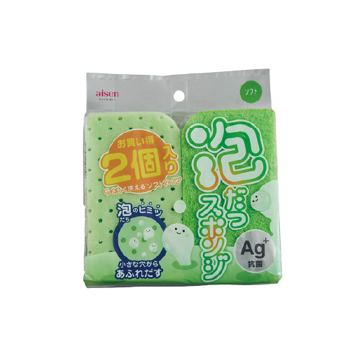 泡だつスポンジソフト グリーン2Pヨコ